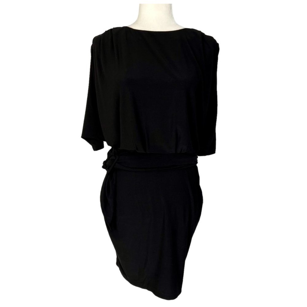 Badgley Mischka Mark James Womens Black Dolman Sleeve Dress Belted size XS